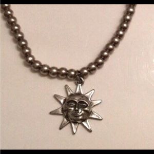 VINTAGE STERLING SILVER BEAD BRACELET WITH SUN CHARM SOUTHWEST